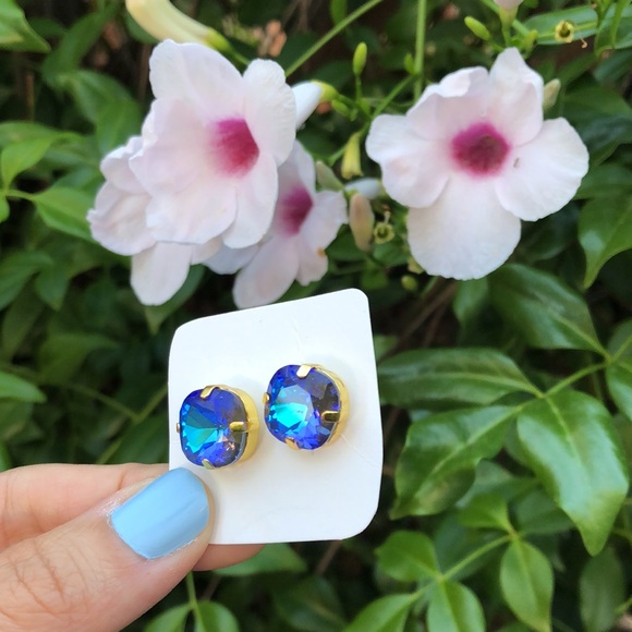 Burgundy Crystal Earrings - Picture 12 of 13